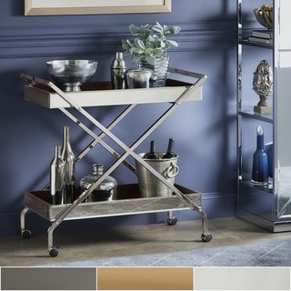 Zeke Contemporary Mirrored Metal Bar Cart by iNSPIRE Q Bold