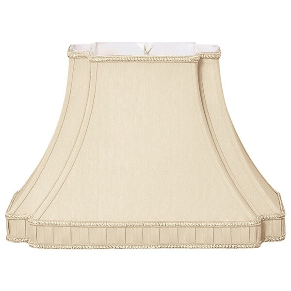 Royal Designs Rectangle Bell with Bottom Gallery Inverted Corner Designer  Lamp Shade, Beige, (5.5 x 7.5) x (8.2 x 14.25) x 9.75