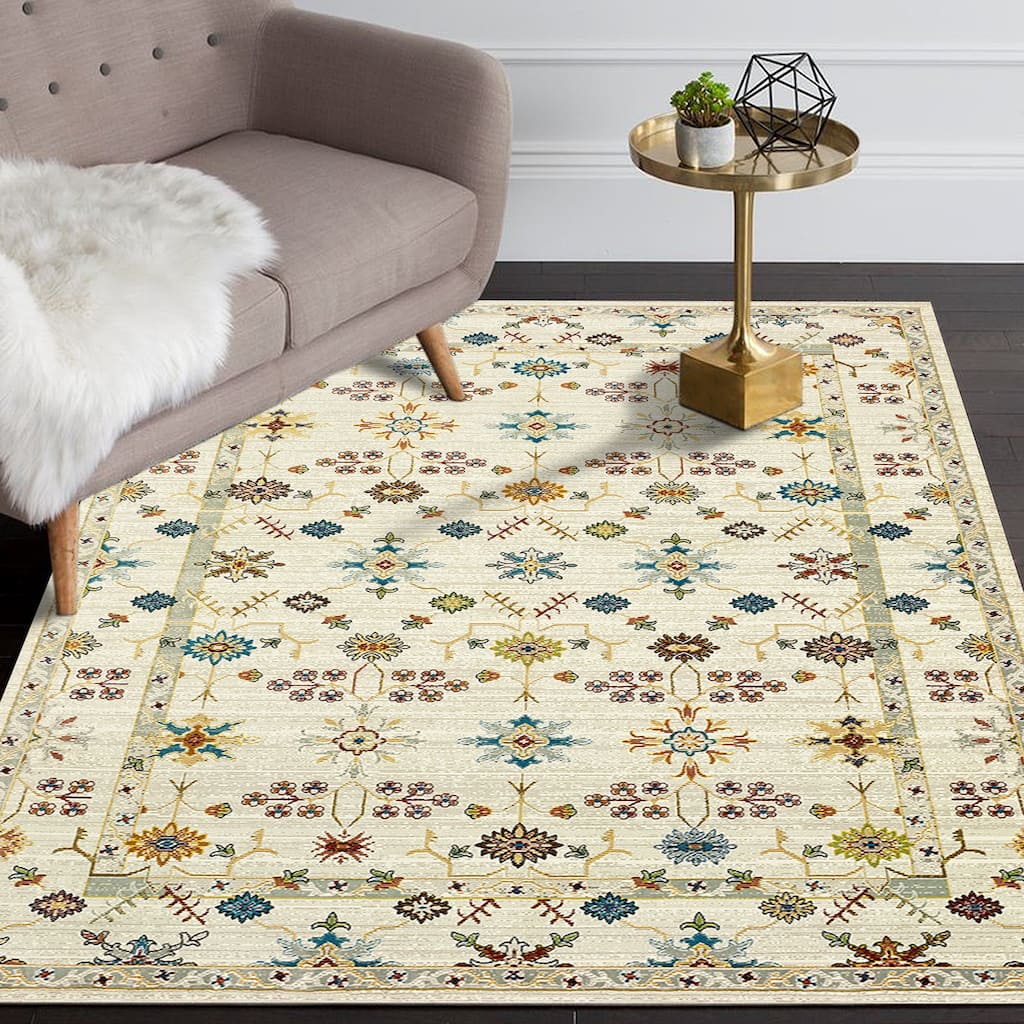 Sevita Provincial Bliss Cream Multi Polypropylene Rug - 4' x 6'