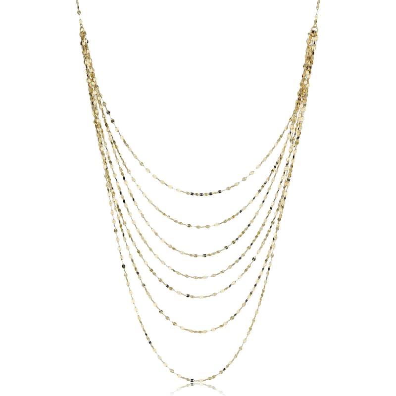 Fremada 14k Yellow Gold Mirror Link Layered Necklace (18 inch)
