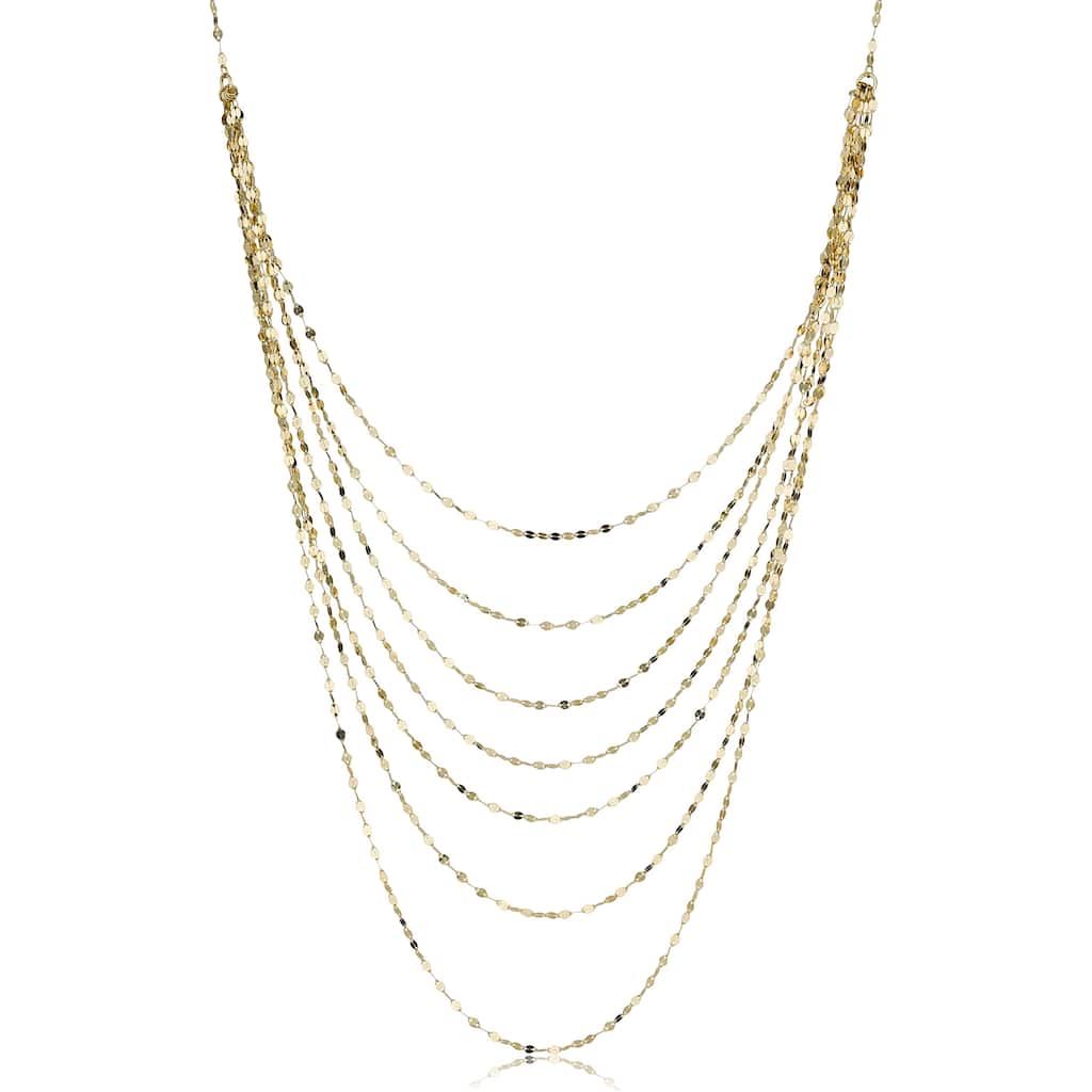 Fremada 14k Yellow Gold Mirror Link Layered Necklace (18 inch)