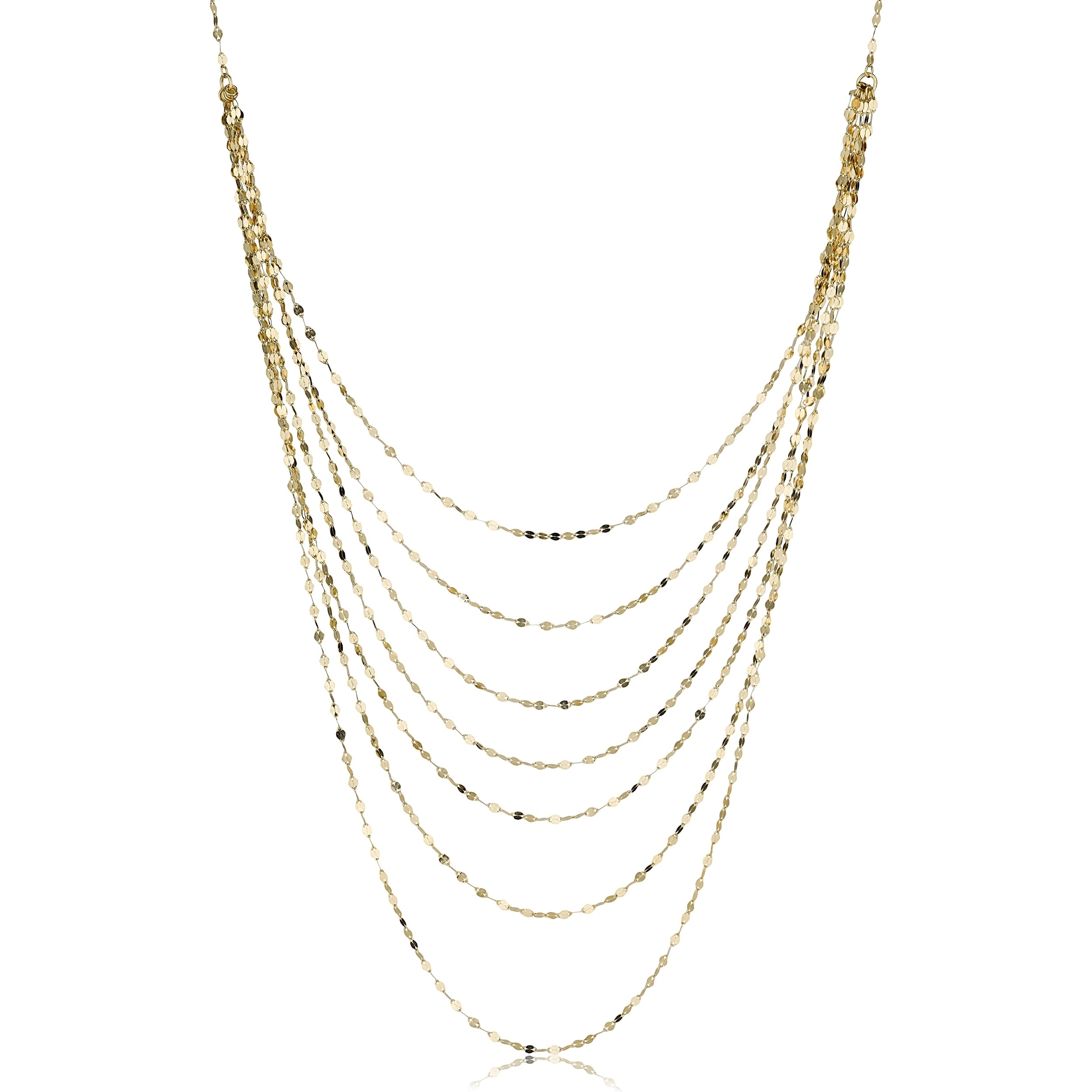 Au Naturale 14k Yellow Gold Mirror Link Layered Necklace (18 inch)