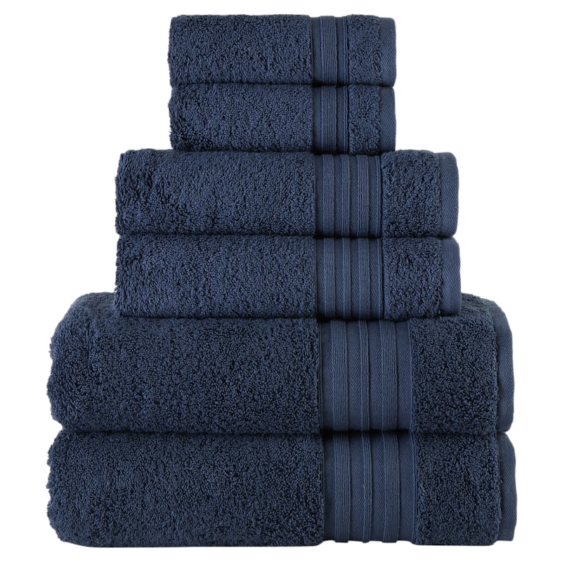 Laural Home 100% Turkish Cotton 6-Piece Towel Set - Navy