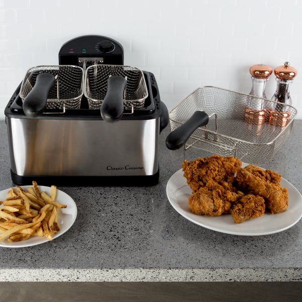 Deep Fryer - 4-Liter Electric Oil Fryer - 1 Large Basket and 2 Small for  Dual Use by Classic Cuisine - On Sale - Bed Bath & Beyond - 18214605