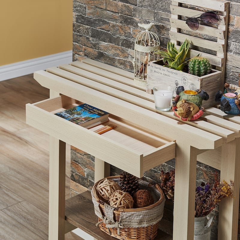 Geer Contemporary Ivory 36-inch 1-Shelf Console Table by Furniture of America
