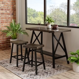 Furniture of America Mern Rustic Oak Solid Wood Counter Table