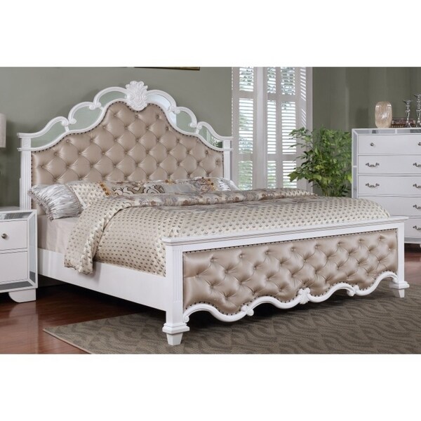 Best Quality Furniture Glam White Upholstered Panel Bed Free Best Quality Furniture Glam White Upholstered Panel Bed Free Shipping Today 18215002