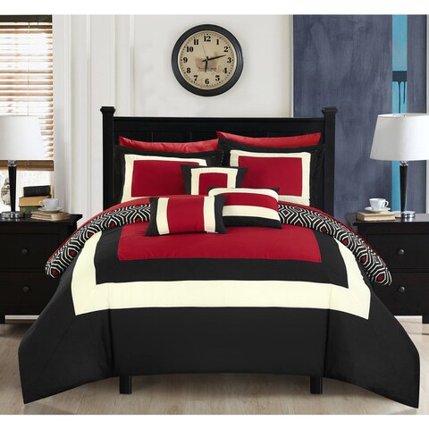 Chic Home Heldin 10 Piece Red Reversible Hotel Collection Comforter Set Bed in a Bag