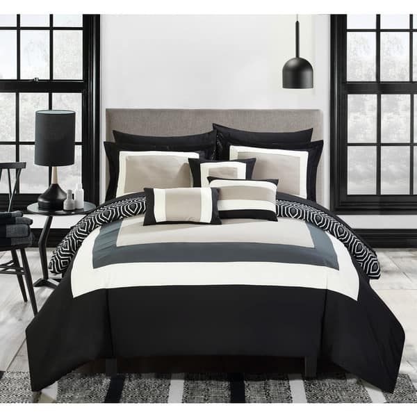 Shop Chic Home Heldin 10 Piece Black Reversible Hotel Collection