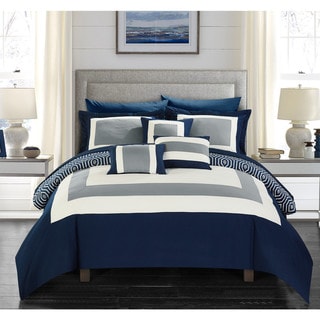 Chic Home Heldin 10 Piece Navy Reversible Comforter Set Bed in a Bag ...