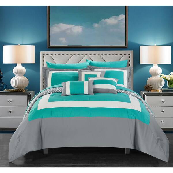 Shop Chic Home Heldin 10 Piece Turquoise Reversible Hotel