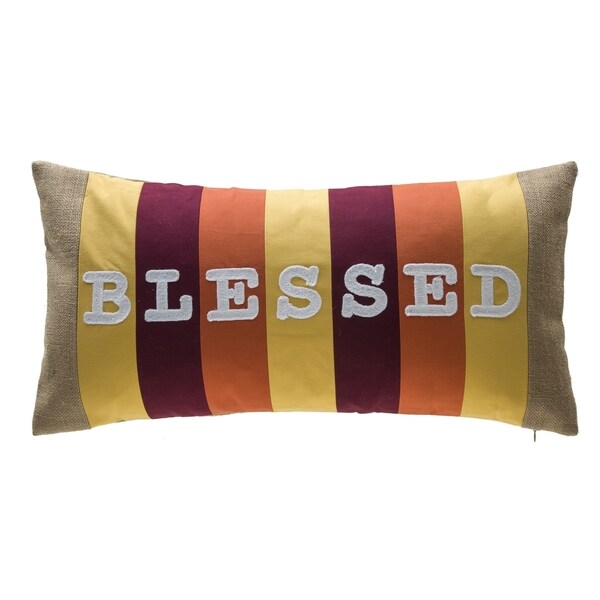 Stripe Patchwork 100% Cotton Lumbar Pillow. Opens flyout.