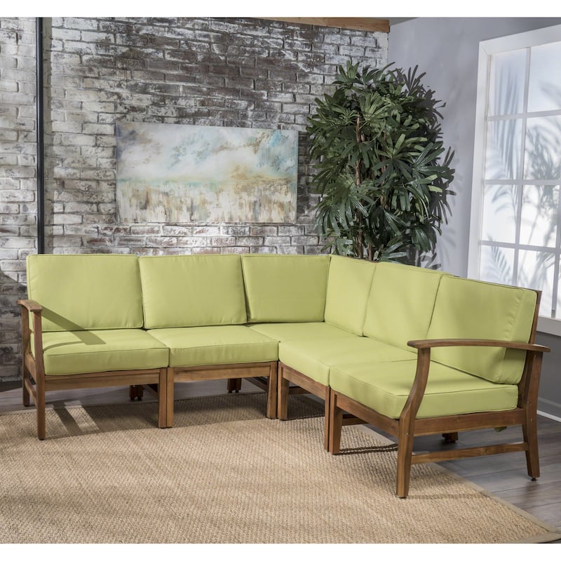 Ulrick Farmhouse Modern 5-piece Fabric Sectional Sofa Set by Christopher Knight Home - Green