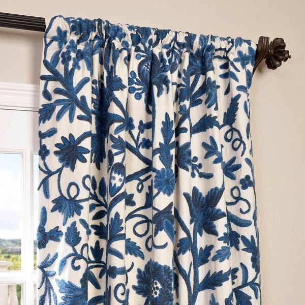 blue floral curtain fabric