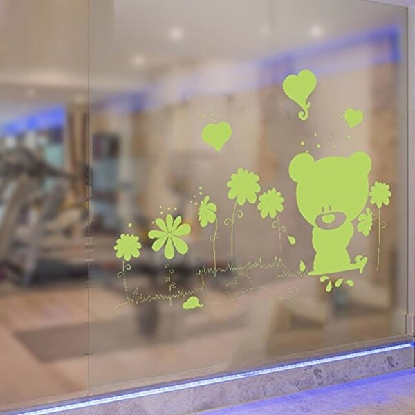 shop bear beautiful flowers wall decals fluorescence stickers glow