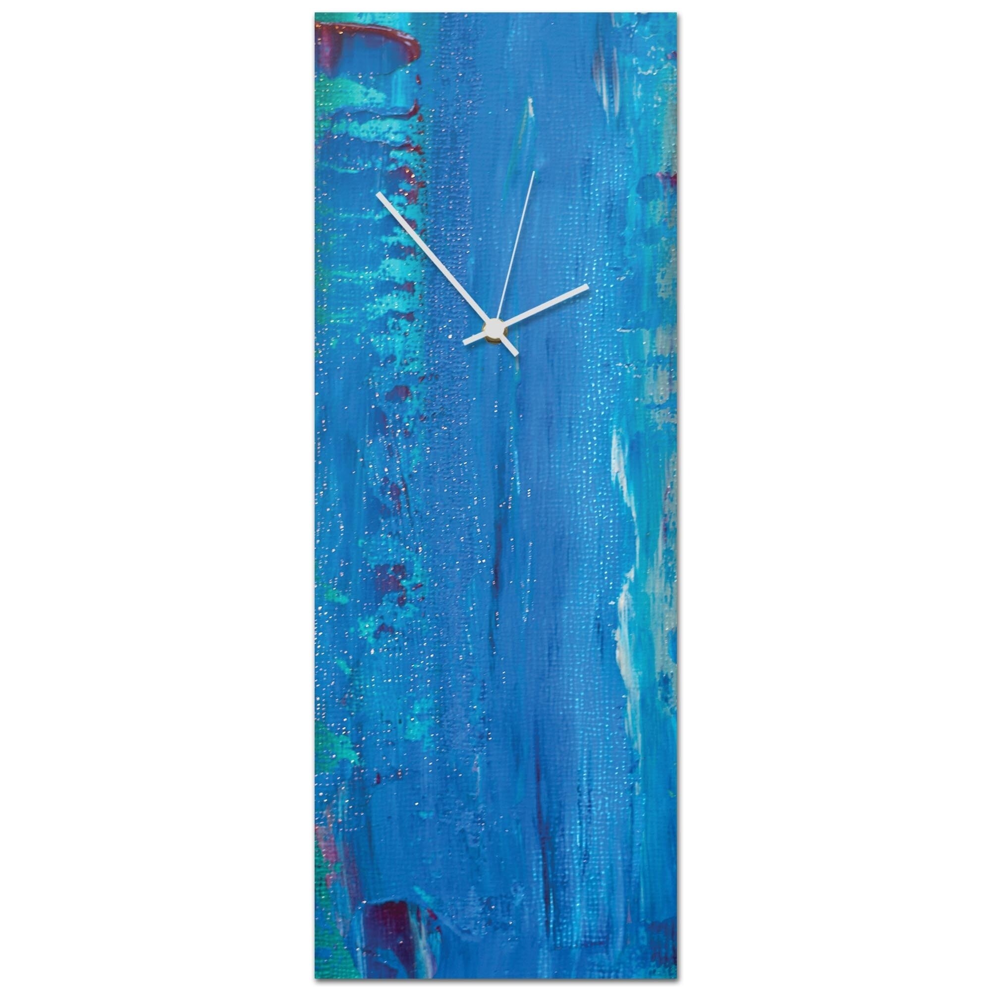 Modern Blue Silver Wall Clock Contemporary Decor Large Metal Abstract Art Clocks Wall Clocks