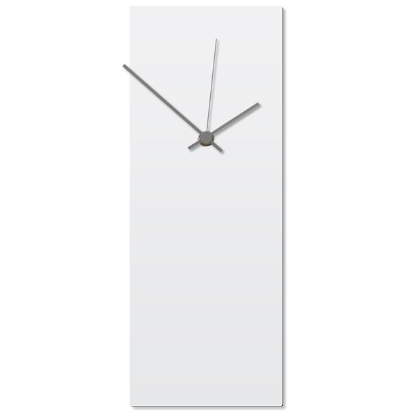 Adam Schwoeppe 'Whiteout Grey Clock' 6in x 16in Contemporary Clock on Aluminum Polymetal