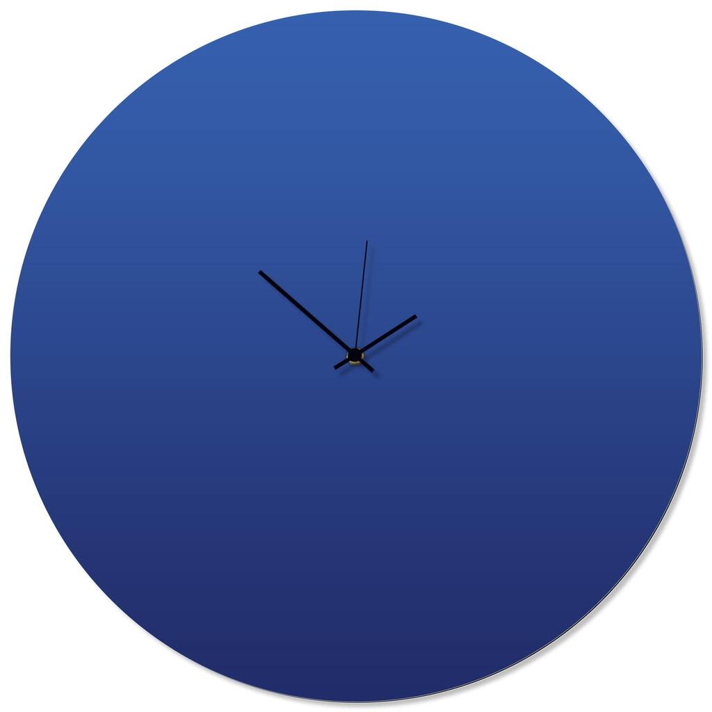 Adam Schwoeppe 'Blueout Black Circle Clock Large' 23in x 23in Contemporary Clock on Aluminum Polymetal