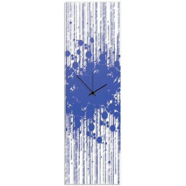 slide 2 of 2, Adam Schwoeppe 'Blue Paint Splatter Clock' 9in x 30in Contemporary Decor on Plexiglass
