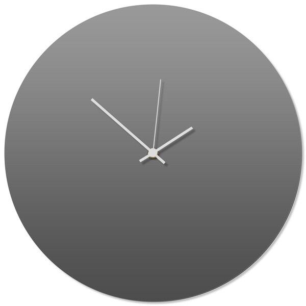Adam Schwoeppe 'Grayout White Circle Clock' 16in x 16in Contemporary Clock on Aluminum Polymetal