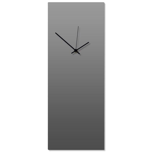 Adam Schwoeppe 'Grayout Black Clock Large' 8.25in x 22in Contemporary Clock on Aluminum Polymetal
