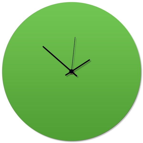 Adam Schwoeppe 'Greenout Black Circle Clock' 16in x 16in Contemporary Clock on Aluminum Polymetal