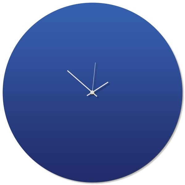 Adam Schwoeppe 'Blueout White Circle Clock Large' 23in x 23in Contemporary Clock on Aluminum Polymetal