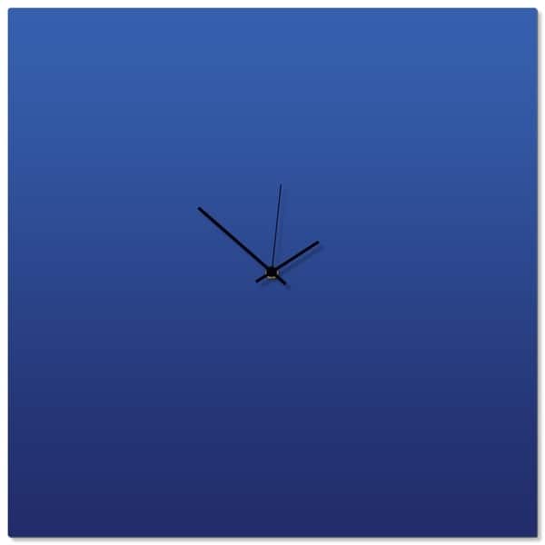 slide 2 of 3, Adam Schwoeppe 'Blueout Black Square Clock Large' 23in x 23in Contemporary Clock on Aluminum Polymetal