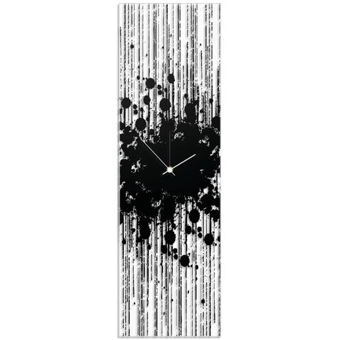 Adam Schwoeppe 'Black Paint Splatter Clock' 9in x 30in Contemporary Decor on Plexiglass