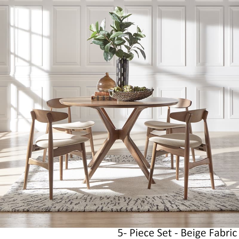 Nadine Dark Walnut Finish Round Dining Set - Curved Back Chairs by iNSPIRE Q Modern