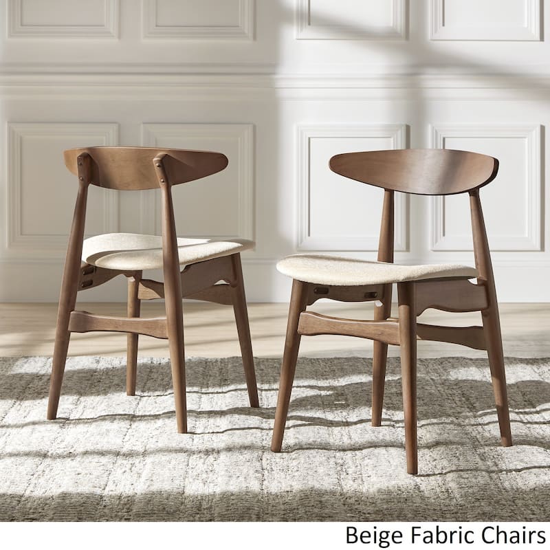 Nadine Dark Walnut Finish Round Dining Set - Curved Back Chairs by iNSPIRE Q Modern - 5-Piece Set - Beige