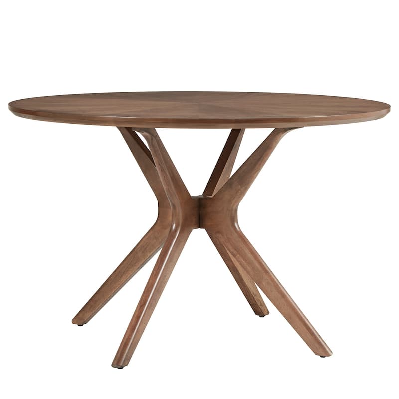 Nadine Dark Walnut Finish Round Dining Set - Curved Back Chairs by iNSPIRE Q Modern