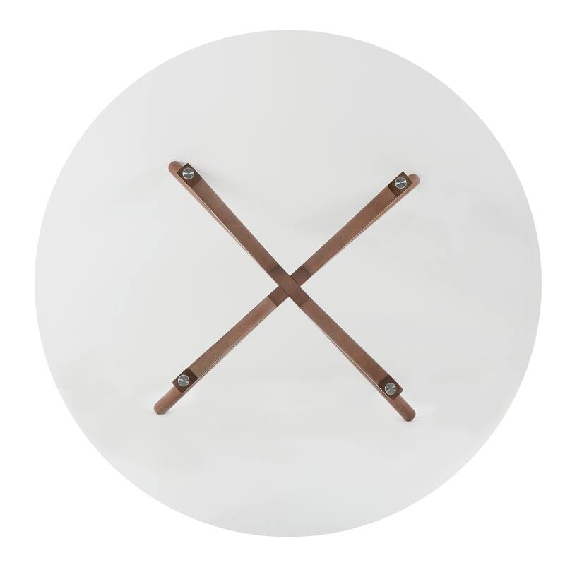 Nadine Dark Walnut Finish Glass Table Top Round Dining Set Curved