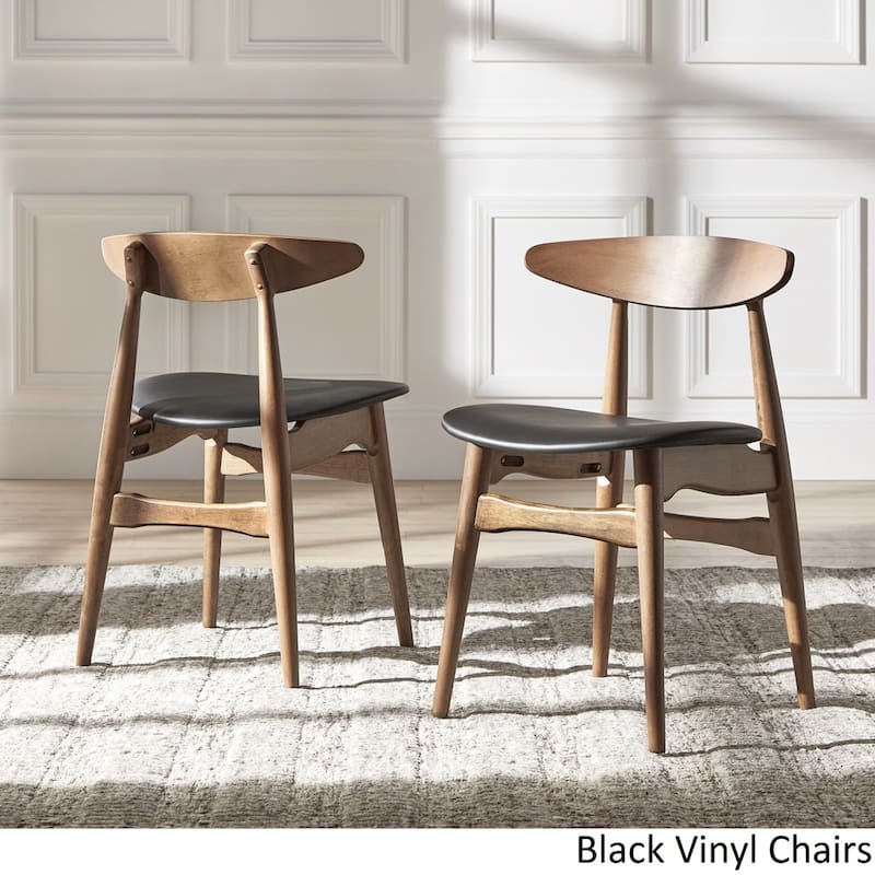Nadine Dark Walnut Finish Glass Table Top Round Dining Set - Curved Back Chairs by iNSPIRE Q Modern