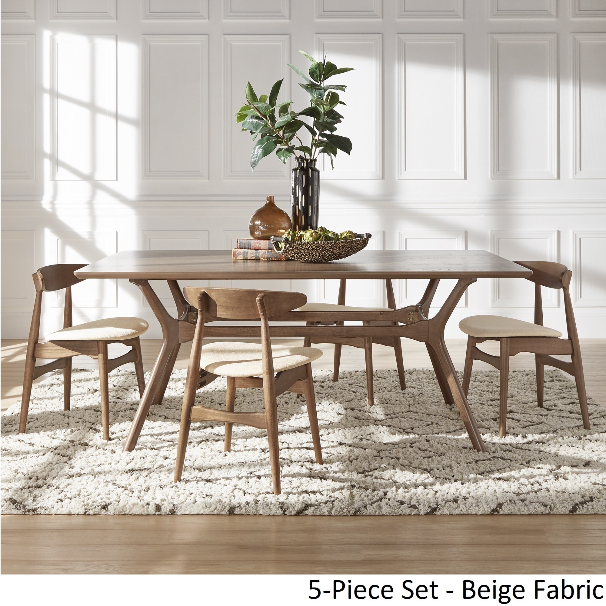 Nadine Dark Walnut Finish Glass Table Top Round Dining Set - Curved Back  Chairs by iNSPIRE Q Modern - On Sale - Bed Bath & Beyond - 18218122