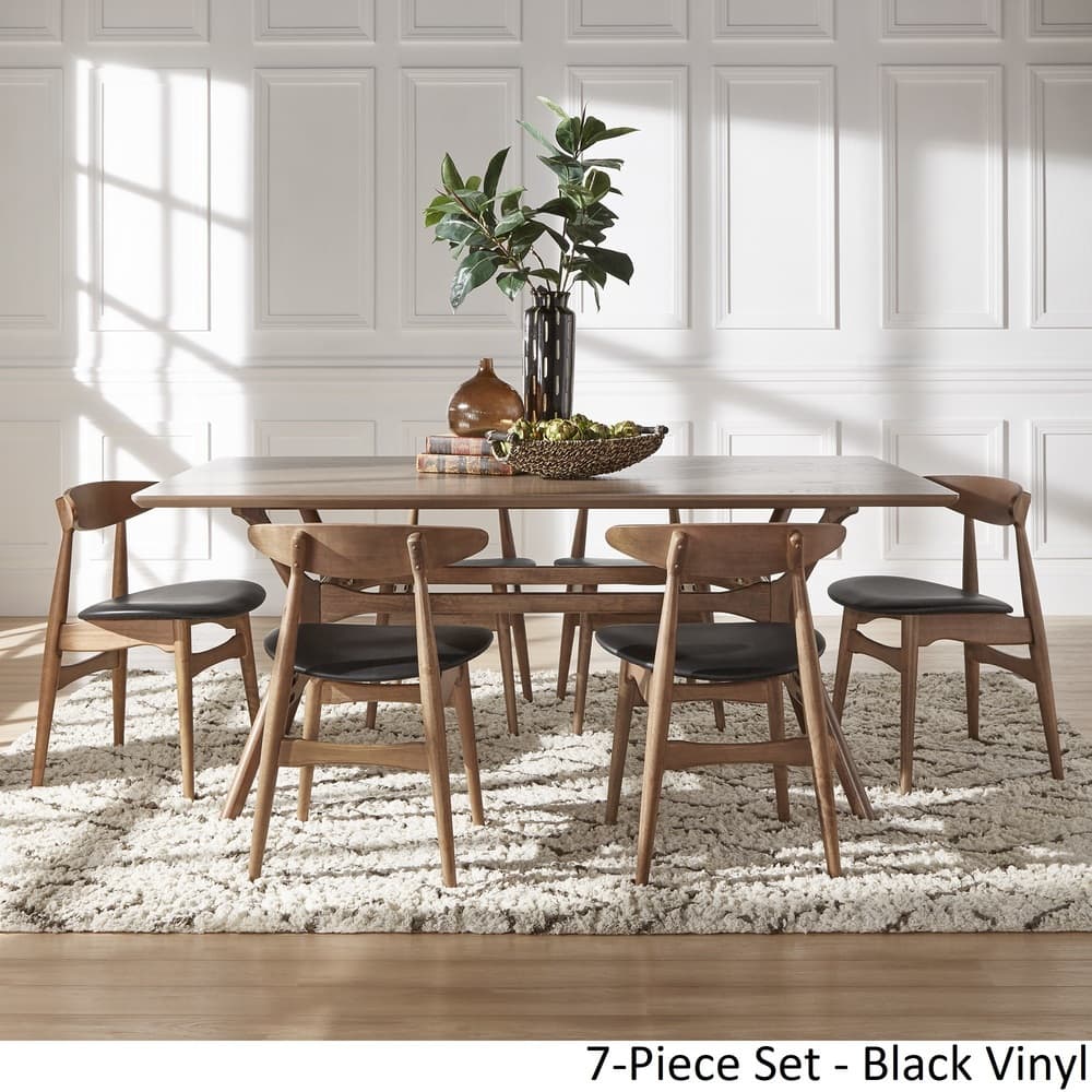 Nadine Dark Walnut Finish Rectangular Dining Set - Curved Back Chairs by iNSPIRE Q Modern