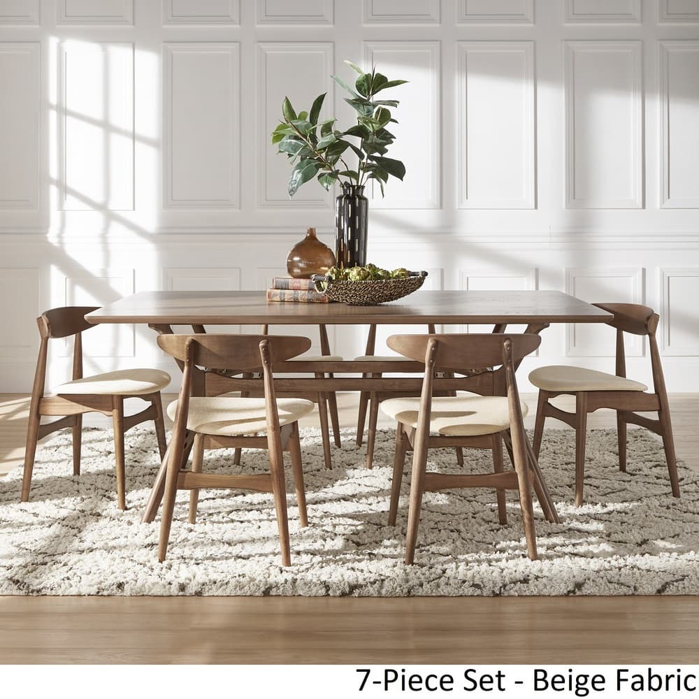 Nadine Dark Walnut Finish Rectangular Dining Set - Curved Back Chairs by iNSPIRE Q Modern