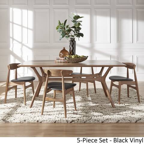 Nadine Walnut Finish Rectangular Dining Set - Curved Back Chairs by iNSPIRE Q Modern