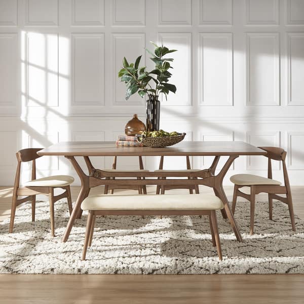 slide 2 of 17, Nadine Dark Walnut Finish Rectangular Dining Set - Curved Back Chairs by iNSPIRE Q Modern