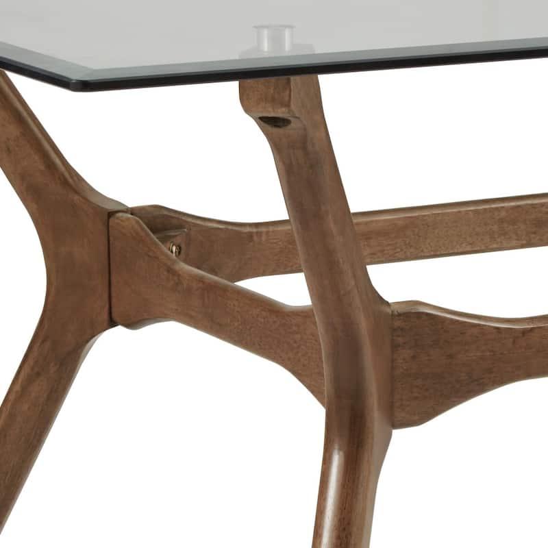 Nadine Dark Walnut Finish Glass Table Top Rectangular Dining Set - Curved Back Chairs by iNSPIRE Q Modern