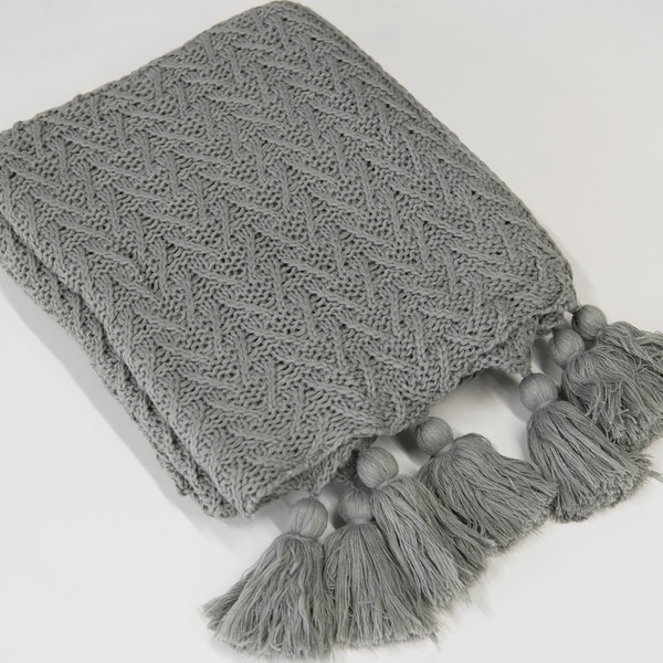 Kate and Laurel Tassey Large Chunky Ribbed Knit Throw ...