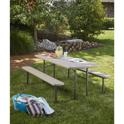 COSCO Outdoor Living 6 ft.Wood Grain Folding Picnic Table