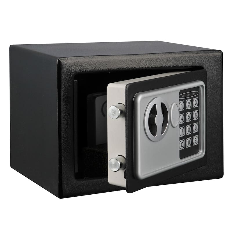Digital Security Safe Box for Valuables- Compact Waterproof and Fireproof Steel Lock by Stalwart- Black