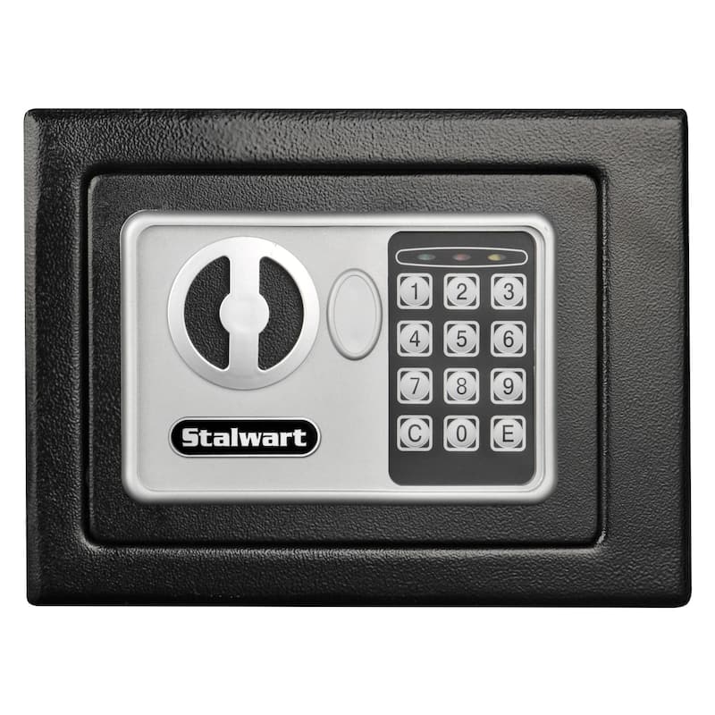 Digital Security Box - Compact Steel Combination Lock Box with Electronic Keypad - Portable Money Safe by Stalwart (Black)