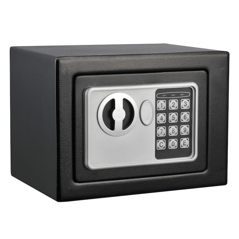 Digital Security Box - Compact Steel Combination Lock Box with Electronic Keypad - Portable Money Safe by Stalwart (Black)