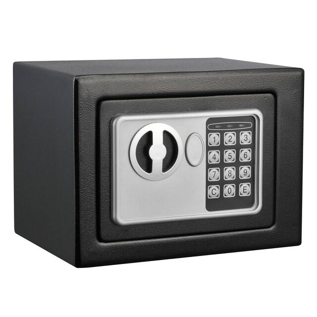 Digital Security Safe Box for Valuables- Compact Waterproof and Fireproof Steel Lock by Stalwart- Black