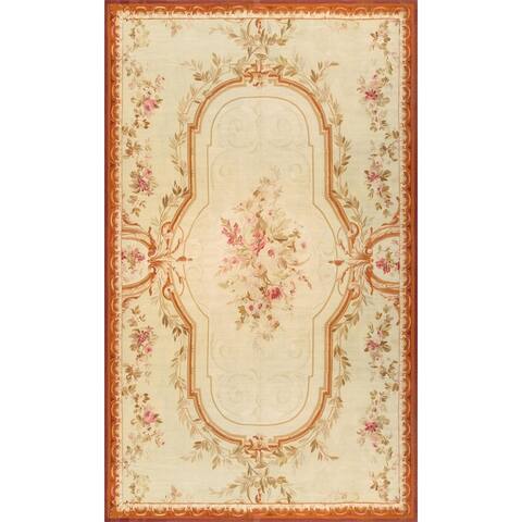 Pasargad Antique Abusson Biege/Brown Hand-Knotted Wool Rug (11' 4" X 19' 0") - 11' x 19'