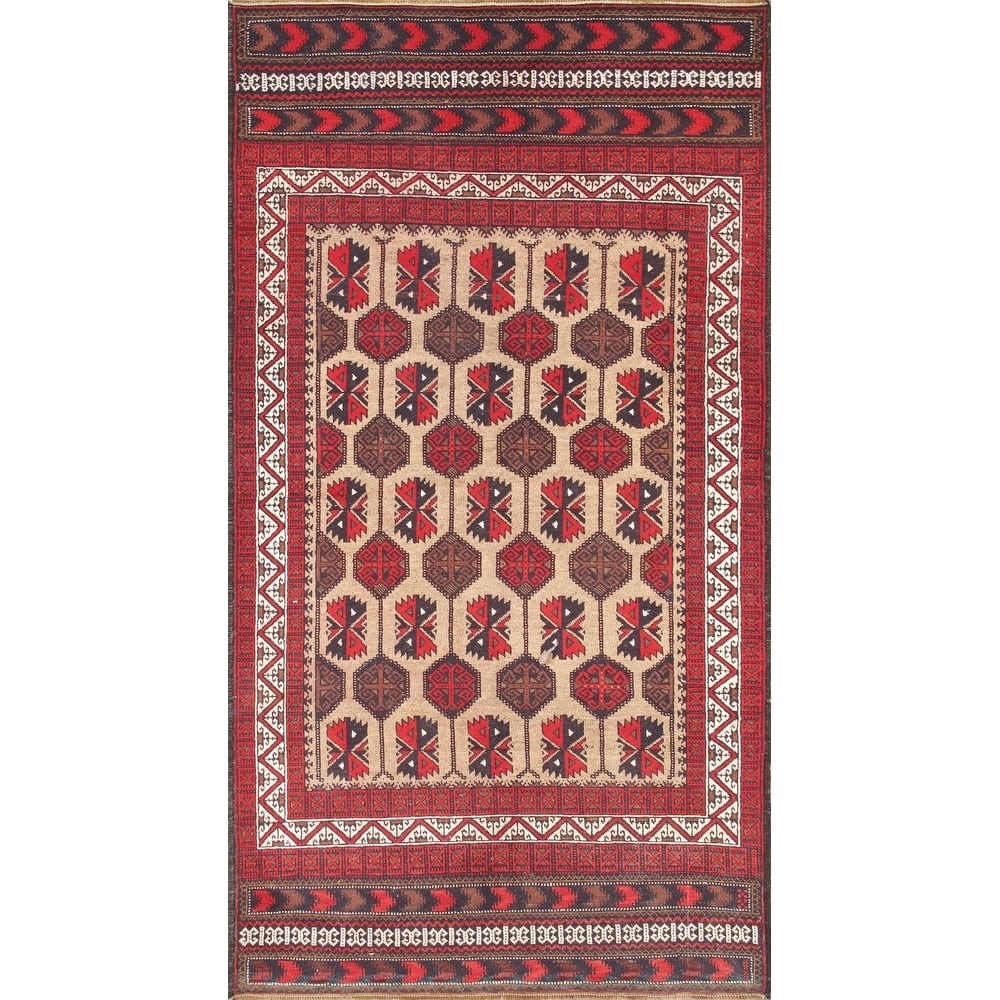 Pasargad Vintage Balouch Camel/Ivory Hand-Knotted Wool Rug (3'11" X 7' 3") - 4' x 7'