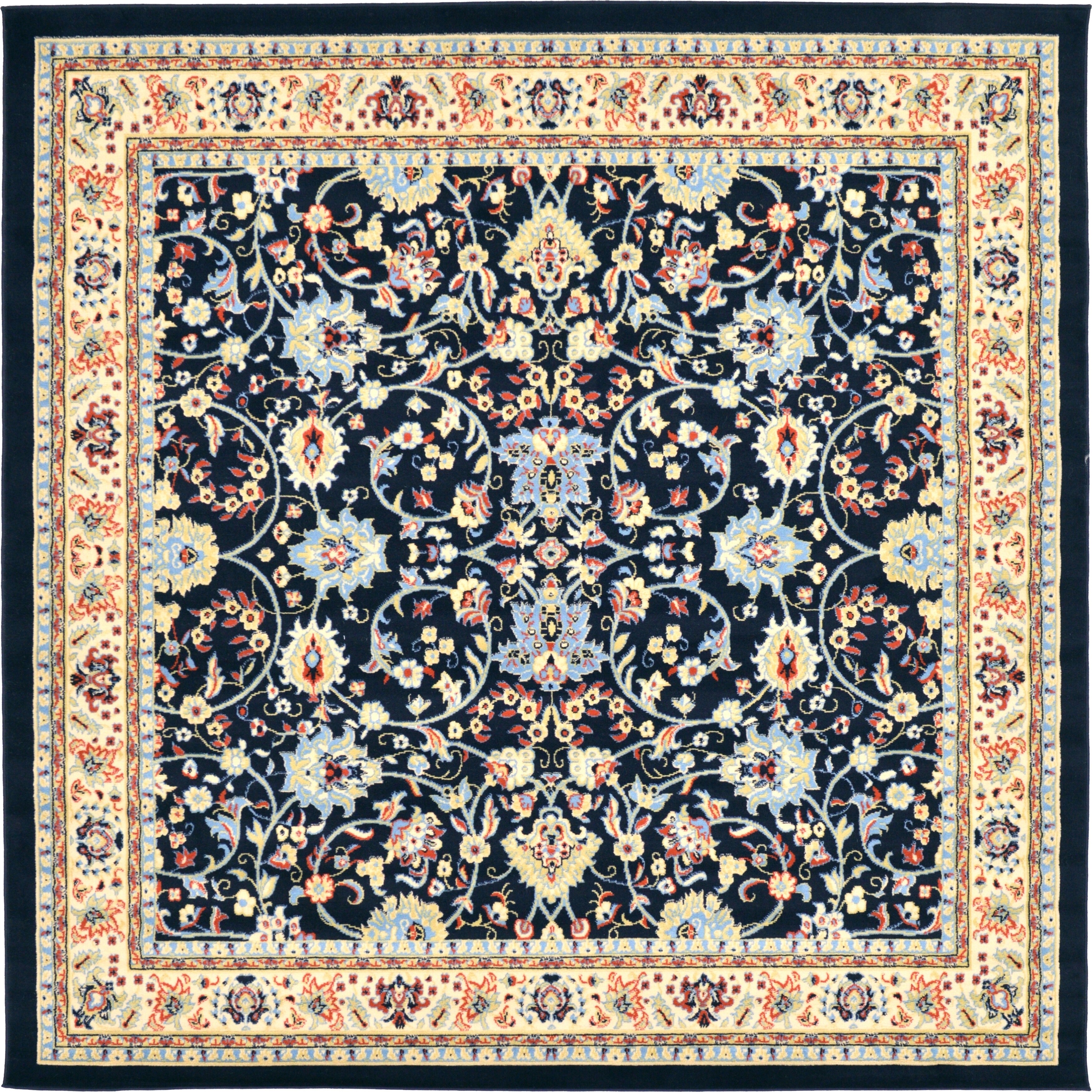 Unique Loom Kashan Collection Navy Blue 8 Ft Square Area Rug X Picture 6 Of 10