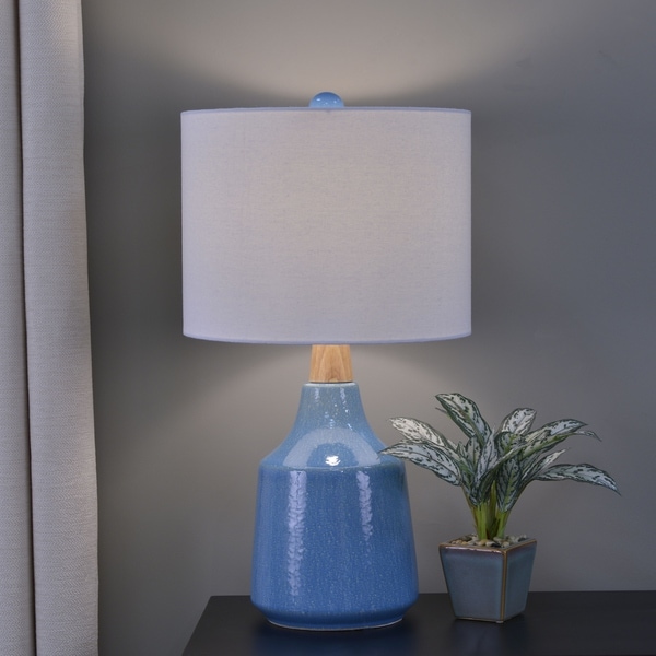 Casey Speckled Ceramic and Wood Table Lamp
